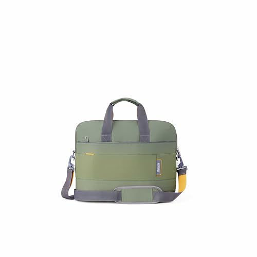 Image of American Tourister Urban Biz Office Briefcase | 2 Compartments | Front Quick-Access Pocket | Messenger Bag for Business | Adjustable & Detachable Shoulder Strap | Green