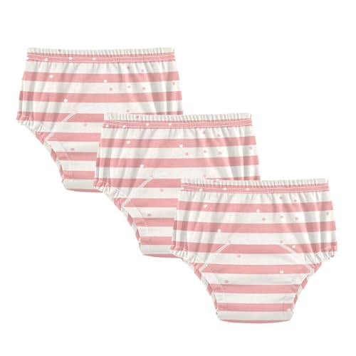 Foiosoh Baby Infant 3 Packs Underwear Potty Training Absorb Water Nighttime Training Pants for Boys Girls Peach Stripe and Dot