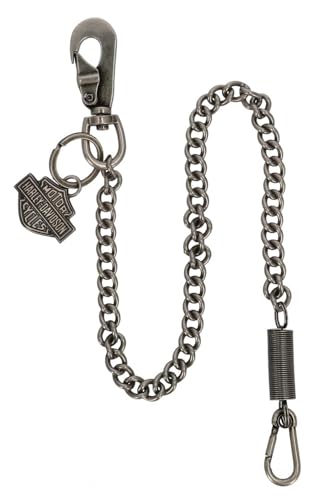 Harley-Davidson Men's Bar & Shield Spring 24 inch Wallet Chain, Antique Nickel