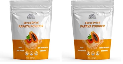 Papaya Fruit Powder 227g | 100% Natural Papaya Powder 8 oz for Juices, Smoothies, Milk Shakes, Fruit Salads | Free from Preservatives, Artificial Colors, | Vegan, Gluten-Free (Pack of 2)