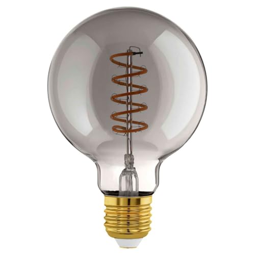 Eglo LED E27 dimmerabile, lampadina a spirale Globe, lampada vintage nero-trasparente in design retrò, 4 Watt, 100 Lumen, illuminante bianco caldo, 2000k, Edison G125, Ø 12,5 cm