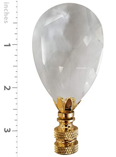 Image of Royal Designs, Inc. Large Diamond Swiss Cut Clear K9 Crystal 3.25 inch Lamp Finial for Lamp Shade, Polished Brass Base (CCF-2006L-PB-1)