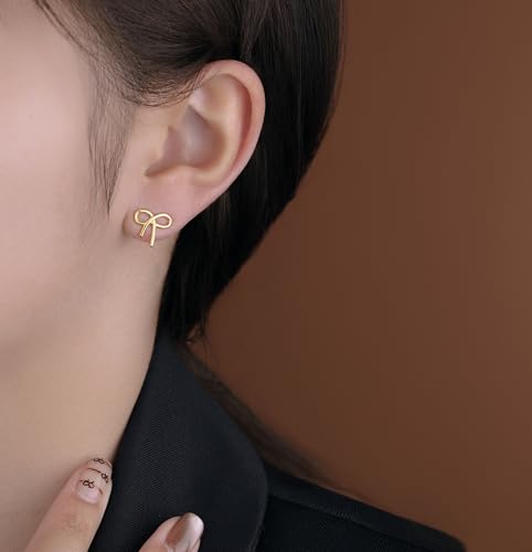 Reffeer Solid 925 Sterling Silver Bow Clip On Earrings Ribbon for Women Bowknot Cuff Earrings Non Pierced Wrap Earrings2