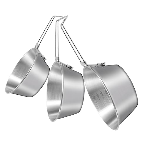 Mipcase 3pcs Stainless Steel Camping Bowls with Foldable Handle Portable Outdoor Dinnerware for Picnic Barbecue and to Clean Design