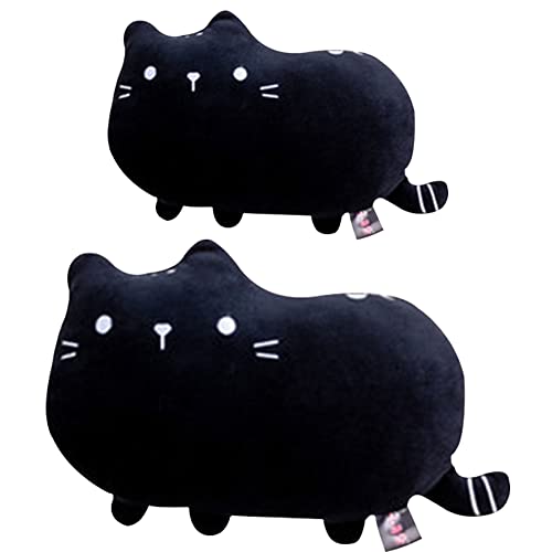 YUYAKESHI ネックパッド ヘッドレスト ふわふわ クッション かわいい 猫 車用 運転 腰枕 ランバーサポート セット バックル付(ブラックセット)
