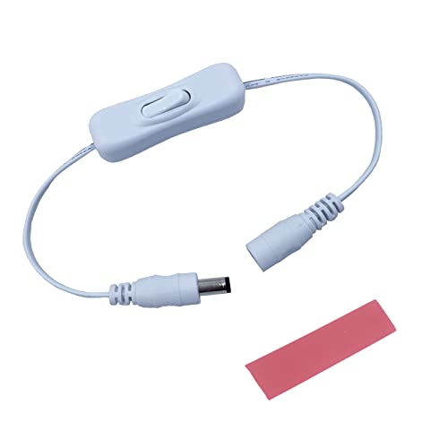 Litever Inline ON/Off Switch White, for DC12V~DC24V LED Strip Lighting, Under Cabinet Light; 5.5 x 2.1 mm DC Jack, Male to Female, Plug-in