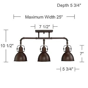 Pro Track Wesley 3 Head Ceiling Track Light Fixture Kit Spot Light Directional Adjustable Brown Oil Rubbed Bronze Finish Metal Farmhouse Rustic Kitchen Bathroom Living Room Dining Hallway 25 Wide