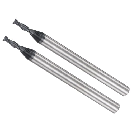 CoCud Fraises à Bout Carré, 2mm x 6mm de Coupe, Queue de 4mm, Revêtues d'AlTiN, Carbure P05 à 2 Flûtes pour Fraiseuse CNC, 2 Pièces
