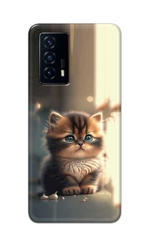 Image of Plastic Printfidaa Printed Hard Back Cover Case For Vivo Iqoo Z5 Back Cover (Cute Cat) -112, Multicolor