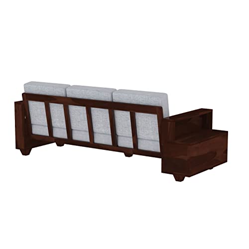 Image of Sheesham Wood 3 Seater Sofa | 3 Seater Sofa with 2 Drawer Storage | Wooden Sofa Set Furniture for Living Room Home Office (3 Seater,Walnut Finish)