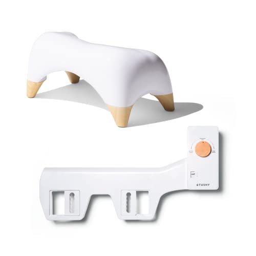 Tushy Classic 3.0 And Relaxed Ottoman Bamboo Bundle | Tushy Classic 3.0 Bidet Toilet Seat Attachment + Tushy Ottoman: Premium Toilet Stool For The Bathroom #TOP6