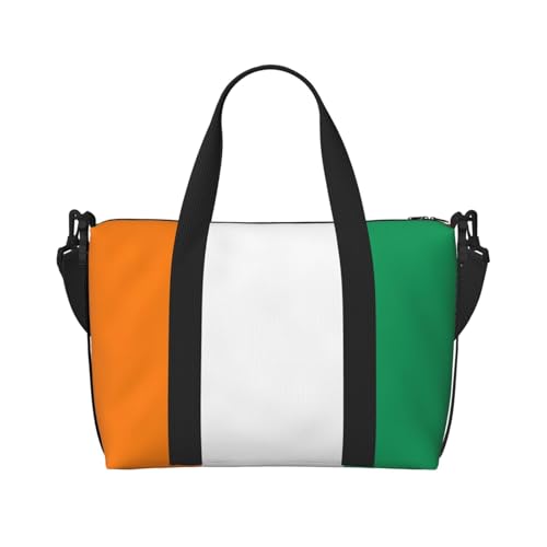 Flag of Cote d'Ivoire print Gym Bag for Women,Carry on Weekender Overnight Duffle Bag,Personal Item Tote Bag