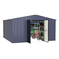 Yardenaler 10x12 FT Metal Outdoor Storage Shed, Garden Tool Shed Kit with Doors and Lock, Waterproof Patio Utility Tool Shed for Backyard and Garden, Gray