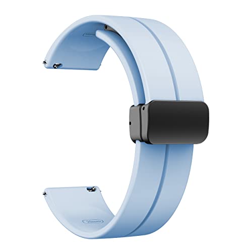 Image of Magnetic Watch Band 16mm 18mm 19mm 20mm 22mm - Quick Release - Skin-Friendly Soft Silicone Sport Watch Band for Men Women, Magnetic Folding Clasp Silicone Strap