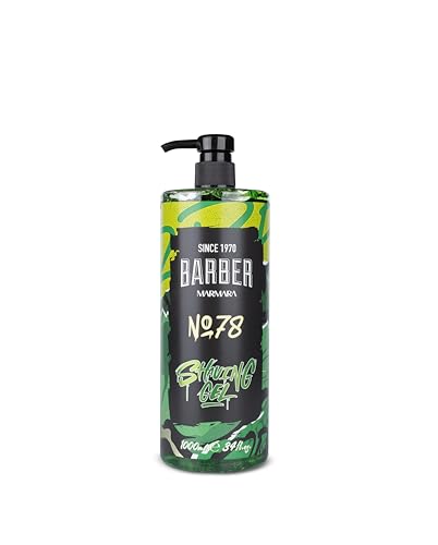 BARBER MARMARA Gel de afeitar para hombre No.78 – Gel de afeitar para hombre, transparente, 1000 ml, afeitado preciso de los contornos de la barba – No hace espuma – Enfría la piel