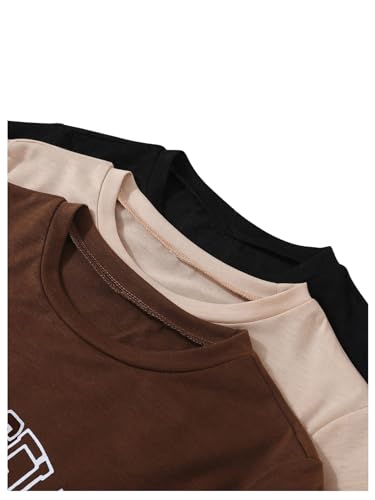 WDIRARA Girl's 3 Piece Letter Graphic Print Short Sleeve T-Shirt Round Neck Casual Tee Top3