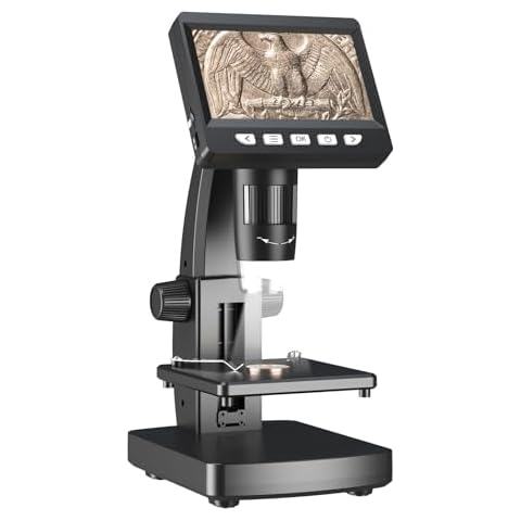 Microscope for Kids,500X Magnification Coin Microscope with 8 Ajustable LED Lights,Mini Digital Microscope for Toddler Poket Magnifier Toy for3 4 5 6 7 8 Years Old Boys Cover