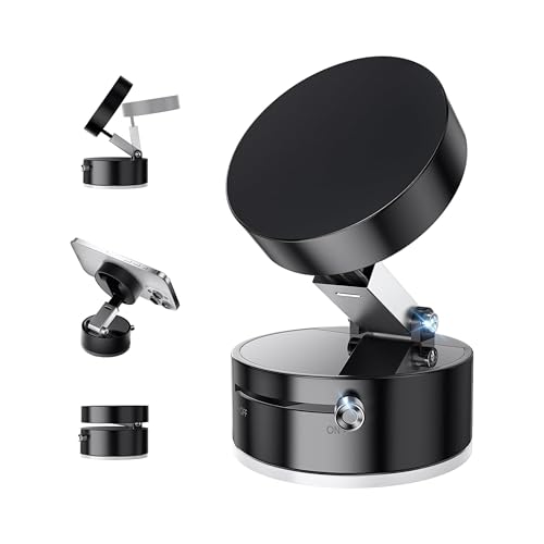 Image of New Magnetic 360 Rotation Suction Car Mount, Strong Grip,Double-Sided Swivel Stand,Hands-Free Magnetic Cell Phone Holder for Gym /Mirror /Kitchen /Smooth Surface-Black