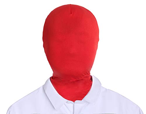 Adult Unisex Spandex Zentai Mask Full Head Cover Hood (Red)
