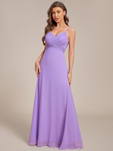 Image of Ever-Pretty Women's Summer Backless Spaghetti Strap Chiffon Bridesmaid Dresses Empire Waist Formal Wedding Guest Dress