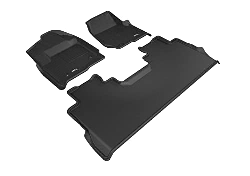3D MAXpider All-Weather Floor Mats for Ford F-250 / F-350 / F-450 SuperCrew 2017-2022 (1st Row Bench Seat) Custom Fit Car Floor Liners, Kagu Series (1st & 2nd Row, Black)