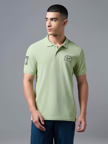 Image of TECHNOSPORT Men's Slim Fit Solid Half Sleeve Polo T-Shirt for Gym, Sports & Running