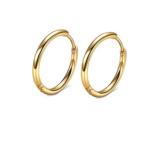 Image of 316L Surgical Stainless Steel Huggie Hoop Earrings 6mm 8mm 10mm 11mm 12mm 14mm Hypoallergenic Earrings Hoop Cartilage Helix Lobes Hinged Sleeper Earrings For Men Women