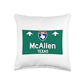 McAllen TX Texas Traveling Vacation Souvenirs McAllen Texas Road Trip TX Highway Traffic Sign Throw Pillow, 16x16, Multicolor