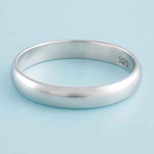 Image of 925 Sterling Silver Plain Band Ring for Men & Women | Pure Silver Unisex | Hallmarked Silver Ring for Daily Use | Gift for him her | Chandi Ring | Thumb Ring |Couple Rings