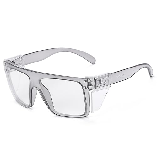 Image of UV400 Transition Photochromic Safety Glases Light to Dark Grey Lens ANSI Z87 Impact Approved