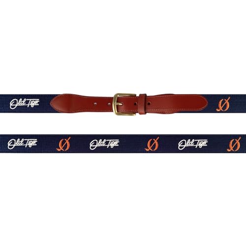 Swig Sip Needlepoint Golf Belt for Men - Flat Brass Buckle Leather Backing Non-Stretch Durable Country Club Design4