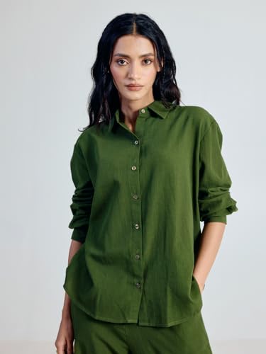 Image of FIORRA Women's Linen-Blend Loose Relaxed Fit Co-Ord Set