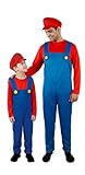 Dalegria Disfraz conductor tren, Incluye Mono de Poliéster y Gorro ((M) Rojo, XL-XXL)