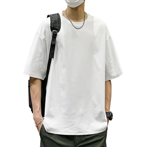[Pneito] メンズ tシャツ 夏服 半袖シャツ メンズ 大きいサイズ 速乾性 ビッグシルエット 無地 オーバーサイズ 柔らかい 耐久性 通気性 おしゃれ 夏 5色 (JP, アルファベット, XL, ホワイト)の商品画像（Amazon）