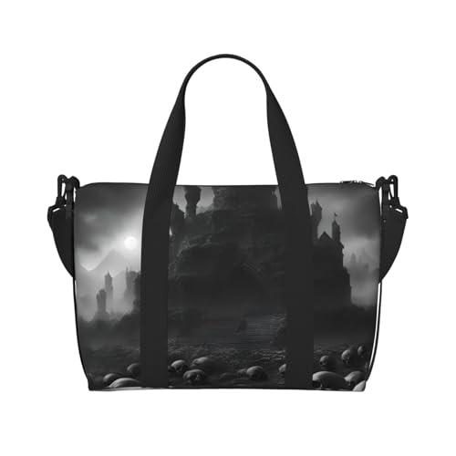 Bolso de mano versátil de calaveras blanco y negro, cartera de hombro gótica para mujer