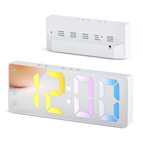 La mejor comparación de reloj digital barato los 5 más buscados. 47 MOGONE Despertador Digital con Pantalla LED en Color, Reloj Digital Escritorio de Control por Voz, Doble Alarma Uso de Dormitorio de Oficina (Blanco)