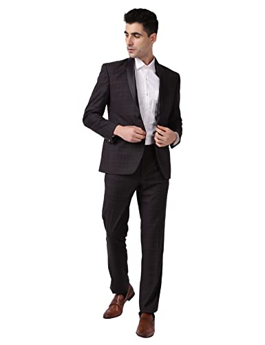 Image of Park Avenue Rayon Blend Men's Full Sleeve Super Slim FIT Dark Brown Formal Suit (PIDP00198-O8 34)