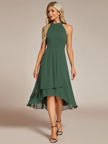 Image of Ever-Pretty Women's Halter Chiffon Midi Cocktail Wedding Guest Dress