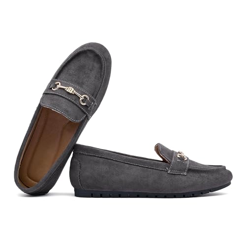 Image of Women's Wide Loafers Casual Slip on Flat Shoes Women's Comfort Penny Loafers with Arch Support Women Dressy Moccasins
