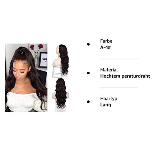 Foto von Pferdeschwanz haarteil clip extension mit Kordelzug lang Haarverlängerunge extension Perücke Dunklebraun Afro Lockige Ponytail fuer zopf 4#/ca.66cm VD063C