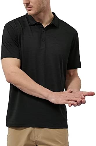 marami Mens Polo T Shirts - Dry Fit Stretchy Summer Golf Polo Shirts Short Sleeve Lightweight Wrinkle-Free Tennis Casual Athletic Tops Black Size L