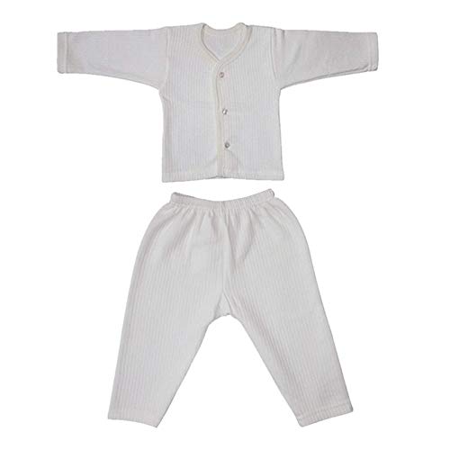 FABZONE Baby Hosiery V-Shaped Front Open Thermal Set (White_0-3 Months)