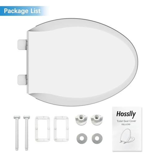 Toilet Seat Elongated Toilet Seat Cover Soft Close PP Material for Bathroom, Easy to Install, White