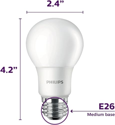 Image of PHILIPS LED 40W A19 4-Pack Basic Soft White (2700K) 450 Lumen (6.5W = 40W) Frosted Flicker-Free Light Bulbs
