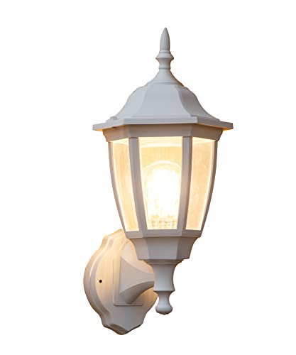 FUDESY-Outdoor-Wall-Lantern-Exterior-Waterproof-Wall-Sconce-Light-Fixture-White-Front-Porch-Light-Wall-Mount-for-Garage-Patio-Yard-FDS2542EW-Bulb-Included