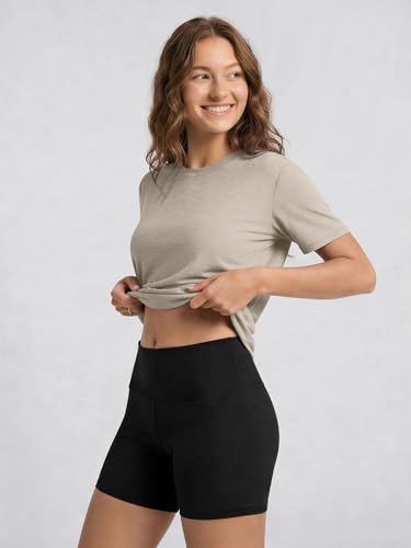 Image of ODODOS Women's Performance Cropped Tee Ultra Soft odSTRATUM Tech Short Sleeve Relaxed Top Crew Neck T-Shirts