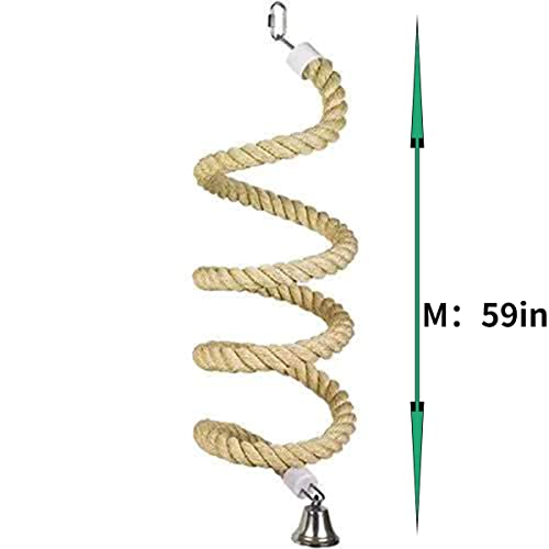 Image of Bird Spiral Rope Perch, Bird Hemp Rope Swing Perch, Bird Cage Stand Pole Accessories, Bird Standing Climbing Toy for Parrot Parakeet Budgies Lovebirds Cockatiels (Medium)