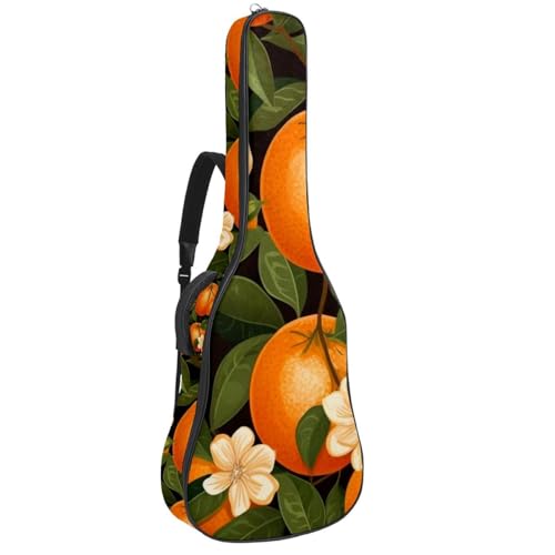 Housse guitare acoustique 109 cm imperméable à motif de feuilles orange