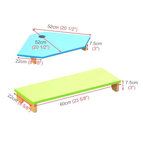 Support de Moniteur de Bureau d'Angle Ergonomique, Étagère Écran Bois Robuste Ordinateur - 7