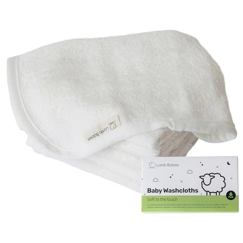 Image of Lamb Babies Bamboo Baby Washcloths for Newborn, Ultra-Soft & Absorbent for Gentle Bath Time Care, Durable Baby Bamboo Washcloths Made from Premium Viscose
